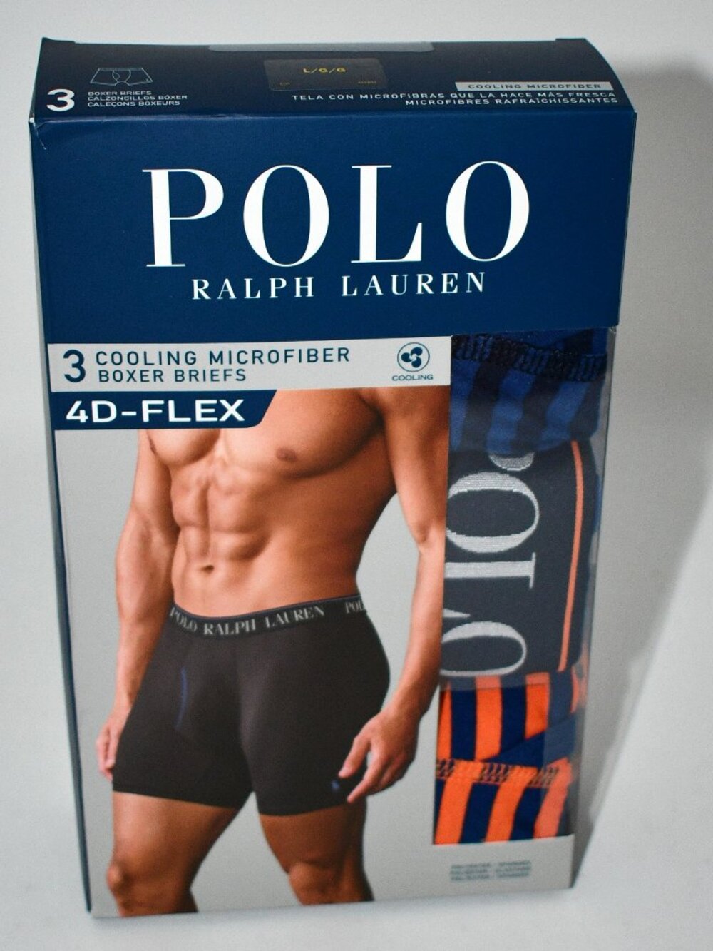 Polo Ralph Lauren Flex Cooling Microfiber 4.5" Inseam Boxer Briefs 3-Pack LARGE
